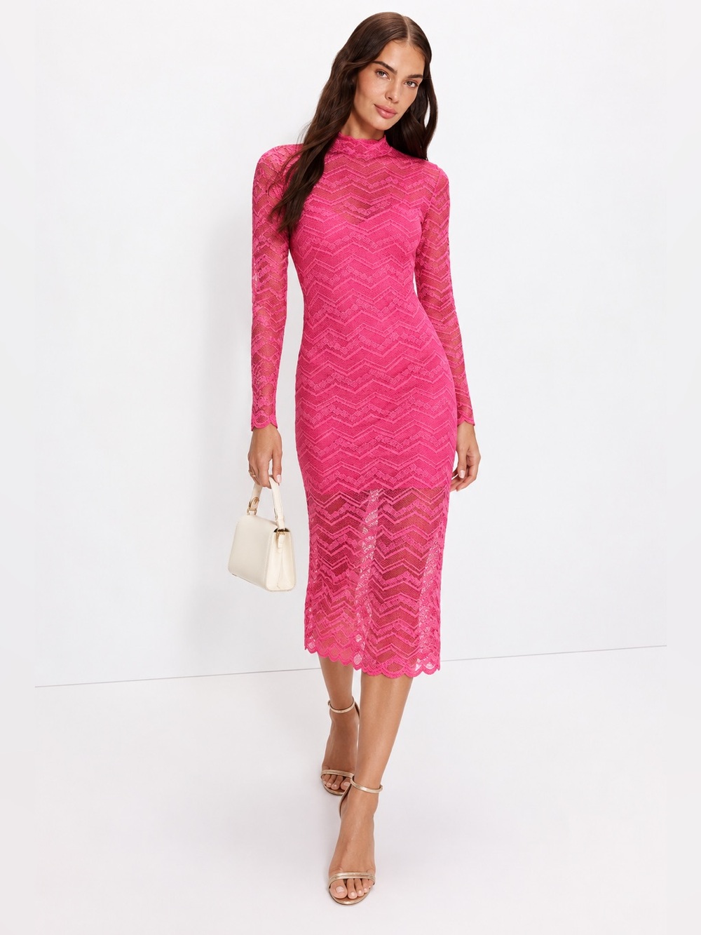 NWT Steve Madden Vivienne Lace Midi Pink Dress Sz XS